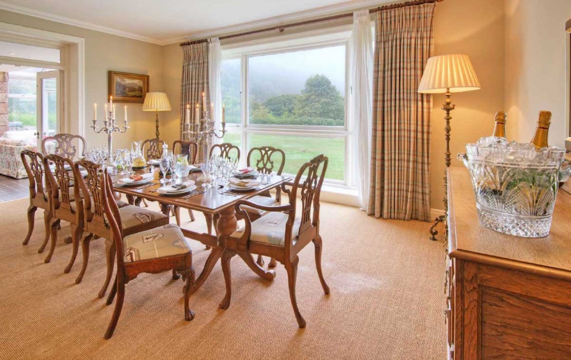 Dining Room in Dunglass Estate Cottage set up for dinner