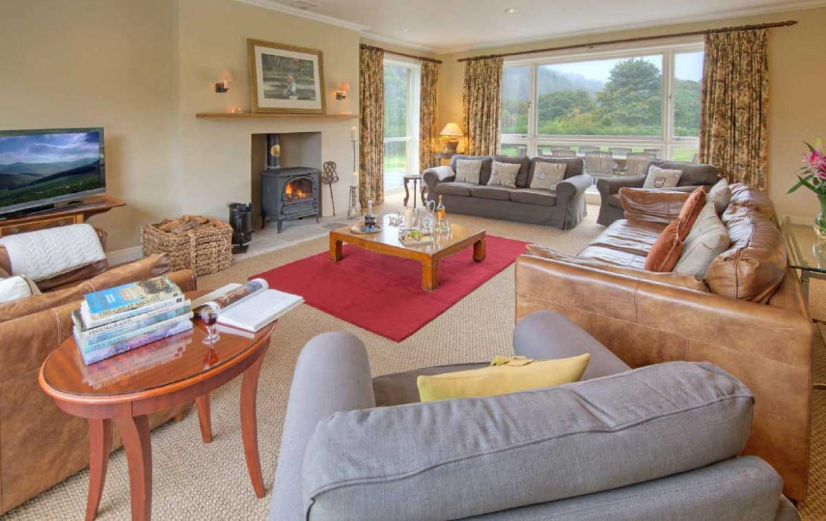 Dunglass Estate Cottage Living Room with Wood burner and couches