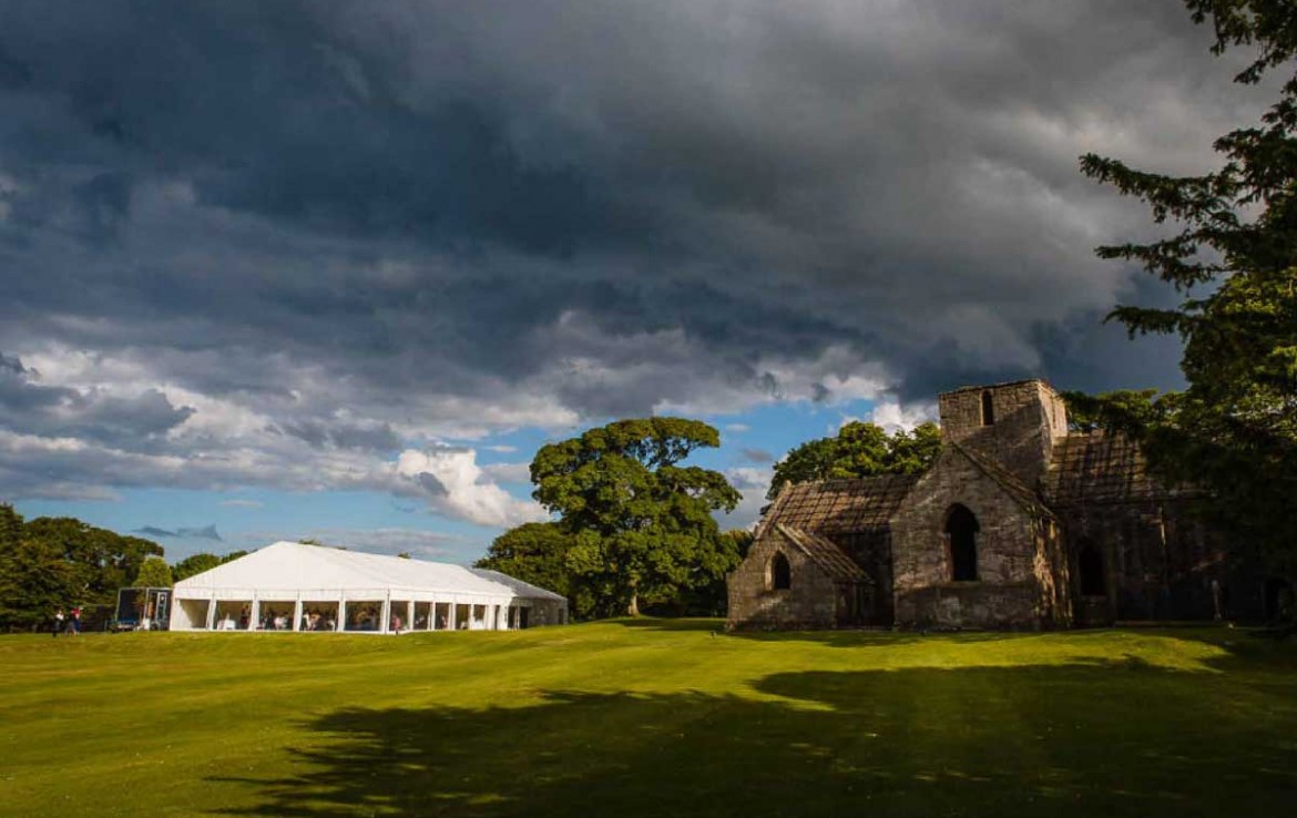 Wedding marquee set up at Dunglass Country Estate